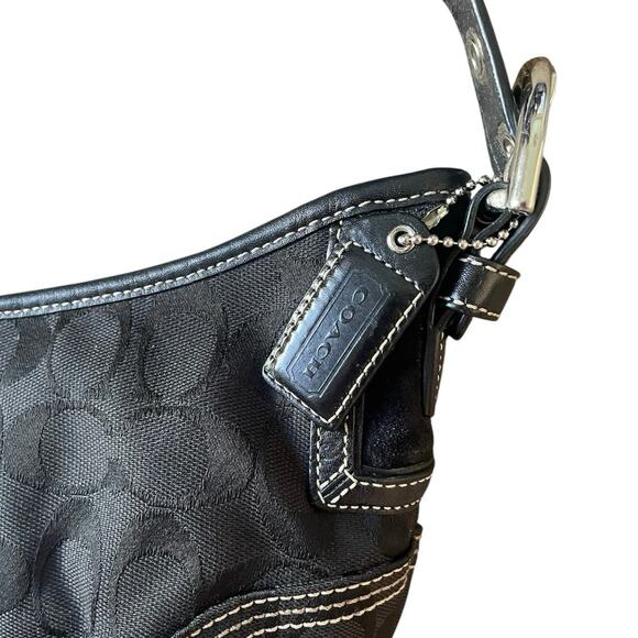 Vintage Coach SoHo Signature Jacquard Logo Monogram Small Shoulder Bag Y2K Goth - Picture 5 of 10